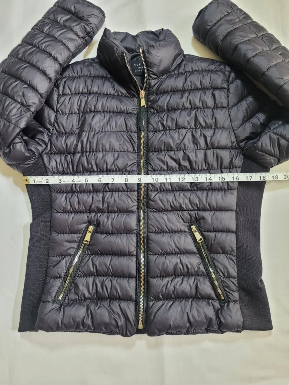 Love Tree Womens Quilted Puffer Jacket Full Zip Black Medium Streetwear